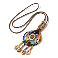 Bohemian Seashell Hemp Rope Necklace with Tassel Pendant for Women, Colorful(DK8387-1)