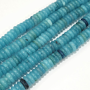 Natural White Jade Heishi Beads Strands, Disc/Flat Round, Dyed, Dark Turquoise, 8x2~3mm, Hole: 1mm, about 122~145pcs/strand, 14.76 inch(G-K208-21-8mm-01)