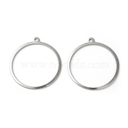 201 Stainless Steel Pendants, Ring, Stainless Steel Color, 27~27.5x25x0.7~1mm, Hole: 1.4mm(STAS-F192-023P)