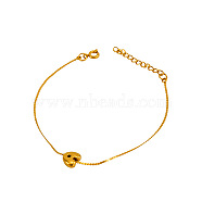 304 Stainless Steel Serpentine Chain Bracelets, Chunk Letter Link Bracelets for Women, Real 18K Gold Plated, Letter A, 6.50 inch(16.5cm), letter: 7~8.5x6~10.5mm(BJEW-H608-01G-A)