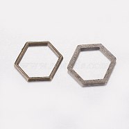 Alloy Linking Rings, Hexagon, Antique Bronze, 12x14x1mm(PALLOY-E446-06C-AB)
