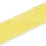 Transparent Glass Beads Strands, Faceted, Frosted, Rondelle, Yellow, 4mm, Hole: 1mm, about 113~115pcs/strand, 41~41.5cm(EGLA-A044-T4mm-MD29)