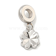 Non-Tarnish 304 Stainless Steel European Dangle Charms, Flower Large Hole Pendants, Stainless Steel Color, 22mm, Hole: 4.5mm, Flower: 11x9x3mm(STAS-U005-41P)