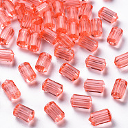 Transparent Acrylic Beads, Faceted, Polygon, Salmon, 9x5mm, Hole: 1.8mm, about 3496pcs/500g(TACR-S154-27B-52)