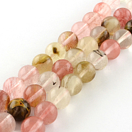 Tigerskin Glass Round Bead Strands, 10mm, Hole: 1mm, about 38pcs/strand, 14.9 inch(G-R342-10mm-19)