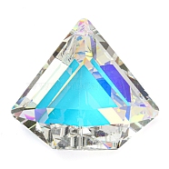 Transparent Glass Pendants, Faceted, Triangle Charms, Clear AB, 43x47x18mm, Hole: 1.6mm(GLAA-G103-02A)