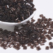 MIYUKI TILA Beads, Japanese Seed Beads, 2-Hole, (TL135) Transparent Root Beer, 5x5x1.9mm, Hole: 0.8mm, about 590pcs/50g(SEED-X0054-TL135)
