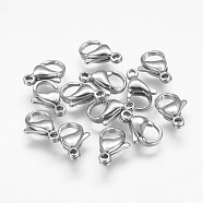 304 Stainless Steel Lobster Claw Clasps, Stainless Steel Color, 13x8x4mm, Hole: 1.5mm(STAS-F125-13x8mm-P)