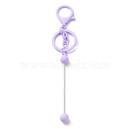 Spray Painted Alloy Bar Beadable Keychain for Jewelry Making DIY Crafts, with Alloy Lobster Clasps and Iron Ring, Lilac, 15.5~15.8cm(KEYC-A011-02A)