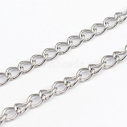 304 Stainless Steel Curb Chains, Soldered, Stainless Steel Color, 4x3x0.6mm(CHS-O005-17B)