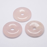 Natural Rose Quartz Big Pendants, Donut/Pi Disc, 50x10mm, Hole: 11mm(G-G647-37)