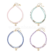 2Pcs 2 Style Alloy Sun with Evil Eye Pendant Necklaces Set, Glass Seed & Natural Gemstone Beaded Stackable Necklaces for Women, 14.96~16.14 inch(38~41cm), 1Pc/style(NJEW-JN04116)