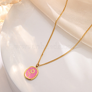 Sunflower Stainless Steel Pendant Twisted Chain Necklaces, Perfect for Everyday Wear, Golden, Pearl Pink, 17.32 inch(44cm)(GB8350)