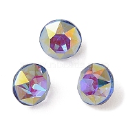 Glass Rhinestone Cabochons, Flat Back & Back Plated, Faceted, Diamond, Bermuda Blue, 6x4.5mm(RGLA-L029-09A-BBLA)