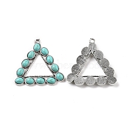 Alloy Pendants, with Synthetic Turquoise, Triangle Frame Charms, Antique Silver, 48x47x9mm, Hole: 2mm(FIND-TAC0023-05AS)