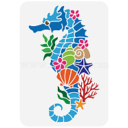 Plastic Drawing Painting Stencils Templates, for Painting on Scrapbook Fabric Tiles Floor Furniture Wood, Rectangle, Sea Horse Pattern, 29.7x21cm(DIY-WH0396-0071)
