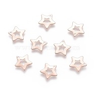 201 Stainless Steel Charms, Cut-Out, Star, Hollow, Rose Gold, 9.5x10x0.5mm, Hole: 1mm(STAS-F192-028RG)