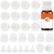 Plastic 18 Tooth Bottle Cap with Hopper Inner Plug, Leakproof Lid, for Essential Oil Empty Refillable Vial, White, 15.5~25x14~21mm(FIND-WH0034-52A)