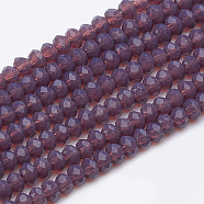 Imitation Jade Glass Beads Strands, Faceted, Rondelle, Purple, 2.5~3.1x1.5~2.2mm, Hole: 0.5mm, about 185~200pcs/strand, 16~17.5 inch(X-GLAA-R200-A08)