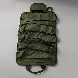 Oxford Cloth Multi-Pocket Tool Roll Up Organizer Bags, Rectangle, Dark Olive Green, 49x32x0.5cm(ABAG-WH0045-103A)