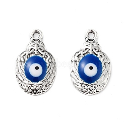 Alloy Enamel Pendants, Bird with Evil Eye Charm, Cadmium Free & Nickel Free & Lead Free, Antique Silver, Blue, 20x11.5x2mm, Hole: 1.6mm(FIND-C050-03AS-02)