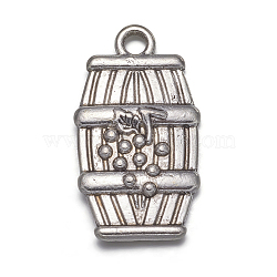 Tibetan Style Alloy Pendants, Lead Free, Cadmium Free and Nickel Free, Drum, Antique Silver Color, 26x15x4mm, Hole: 1.5mm(TIBEB-A11923-AS-FF)