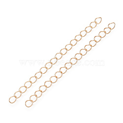 Iron Chain Extender, Curb Chains, Nickel Free, Light Gold, 70mm, Link: 5~5.5x3.5~4x0.5mm(IFIN-T007-11KC-NF)