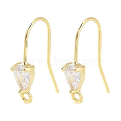 Brass Micro Pave Cubic Zirconia Earrings Findings, Real 18K Gold Plated, Triangle, 19x4.5mm, Hole: 1.4mm, Pin: 0.8mm(EJEW-B063-05G-04)