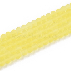 Transparent Glass Beads Strands, Faceted, Frosted, Rondelle, Yellow, 4mm, Hole: 1mm, about 113~115pcs/strand, 41~41.5cm(EGLA-A044-T4mm-MD29)