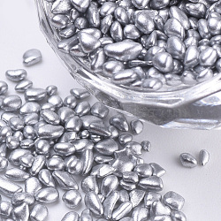 Glass Seed Beads, Baking Varnish, Opaque Colours, For Nail Art Decoration, No Hole/Undrilled, Chip, Silver, 1.5~3.5x1~2x1~2mm, about 450g/bag(SEED-Q026-A03)