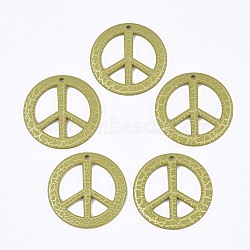 Acrylic Big Pendants, Peace Sign, Spray Painted & Crackle, Olive, 50x3.5mm, Hole: 2.5mm(OACR-T014-13G)