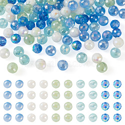 125Pcs 5 Colors Electroplate Glass Beads, Round, Faceted(96 Faceted), Mixed Color, 4mm, Hole: 1mm, 25pcs/color(EGLA-TA0013-63)