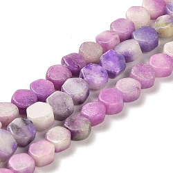 Natural Dolomite Beads Strands, Dyed, Hexagon, Orchid, 7x6x3mm, Hole: 1.2mm, about 66pcs/strand, 16.34 inch(41.5cm)(G-F765-G03-01)