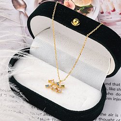 925 Sterling Silver Colorful Cubic Zirconia Constellation Pendant Cable Chain Necklaces for Women, Real 18K Gold Plated, Sagittarius, 13.74 inch(34.9cm), pendants: 10.5~17x8.5~15mm.(STER-R009-01G-11)