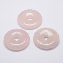 Natural Rose Quartz Big Pendants, Donut/Pi Disc, 50x10mm, Hole: 11mm(G-G647-37)