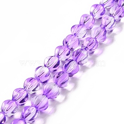 Transparent Glass Beads Strands, Lantern, Dark Violet, 8.5x7.5x8mm, Hole: 1.2mm, about 45~46pcs/strand, 14.37 inch(36.5cm)(GLAA-F114-02A-01)