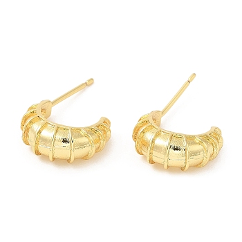Rack Plating Brass Ear Studs for Women, Lead Free & Cadmium Free, Long-Lasting Plated, Real 18K Gold Plated, 14x6mm
