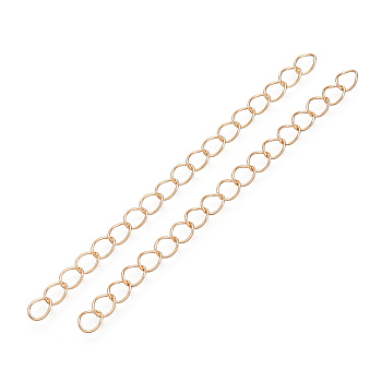 Iron Chain Extender, Curb Chains, Nickel Free, Light Gold, 70mm, Link: 5~5.5x3.5~4x0.5mm