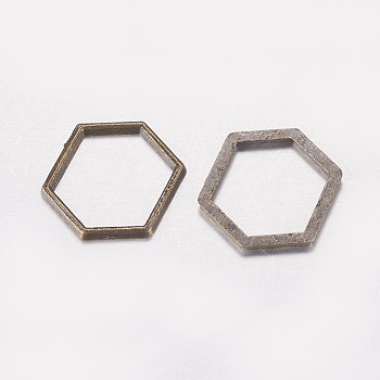 Alloy Linking Rings, Hexagon, Antique Bronze, 12x14x1mm