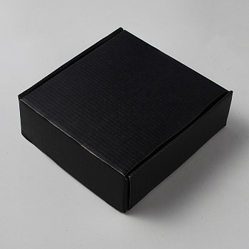 Cardboard Paper Shipping Box, Mailing Folding Box, Square, Black, 15x15x5cm