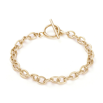 Unisex 304 Stainless Steel Cable Chain Bracelets, with Toggle Clasps, Golden, 7-5/8 inch(19.4cm), 5mm