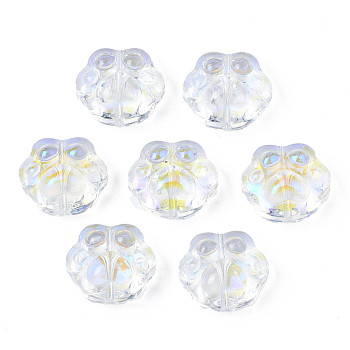 Transparent Electroplate Glass Beads, AB Color Plated, Bear, Clear AB, 13.5x15x8.5mm, Hole: 1mm
