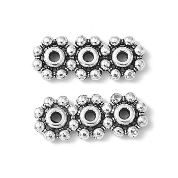 Tibetan Style Alloy Spacer Bars, Lead Free & Cadmium Free, Flower, Antique Silver, about 15mm long, 6mm wide, 1.5mm thick, hole: 1mm