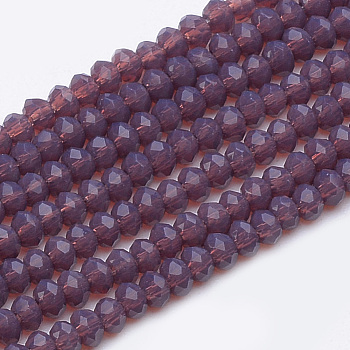 Imitation Jade Glass Beads Strands, Faceted, Rondelle, Purple, 2.5~3.1x1.5~2.2mm, Hole: 0.5mm, about 185~200pcs/strand, 16~17.5 inch