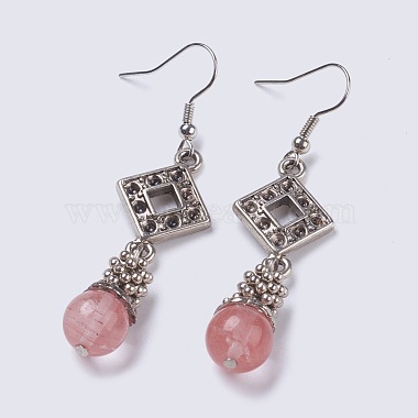 Natural & Synthetic Mixed Stone Dangle Earrings(EJEW-MSMC003-05)-2