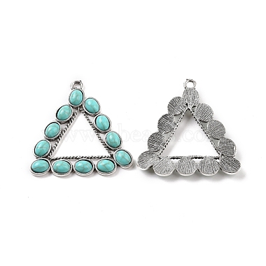 Antique Silver Triangle Synthetic Turquoise Pendants