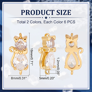 12Pcs 2 Colors Brass Clear Cubic Zirconia Connector Charms(FIND-HY0001-24)-2
