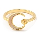 Moon Brass with Shell Open Cuff Ring Component(KK-E055-03G-04)-2