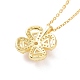 Sterling Silver Clover Pendant Necklace with Clear Cubic Zirconia for Women(NJEW-P267-02G)-3