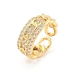 Chain Brass Micro Pave Clear Cubic Zirconia Open Cuff Rings(RJEW-G309-36G)-1